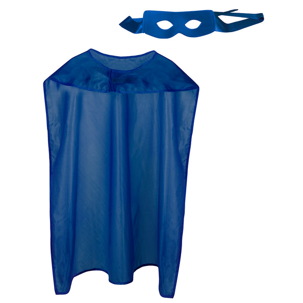 E-Carnavalskleding.nl Super held cape en masker set blauw