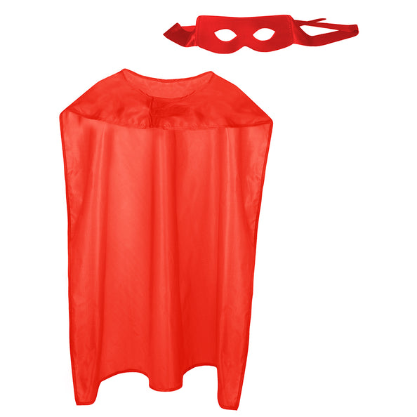 E-Carnavalskleding.nl Super held cape en masker set rood