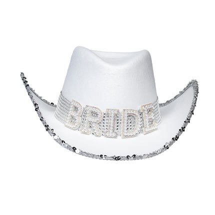 E-Carnavalskleding.nl Witte cowboyhoed 'Bride'