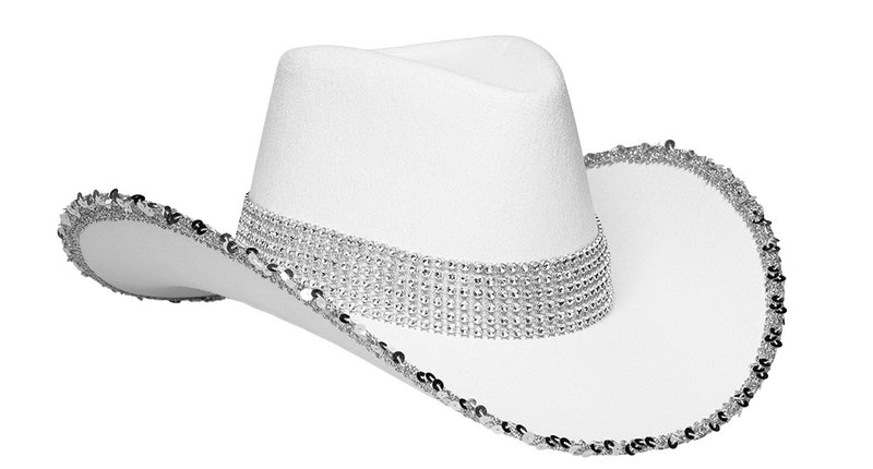 E-Carnavalskleding.nl Witte cowboyhoed met glitters