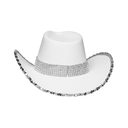 E-Carnavalskleding.nl Witte cowboyhoed met glitters