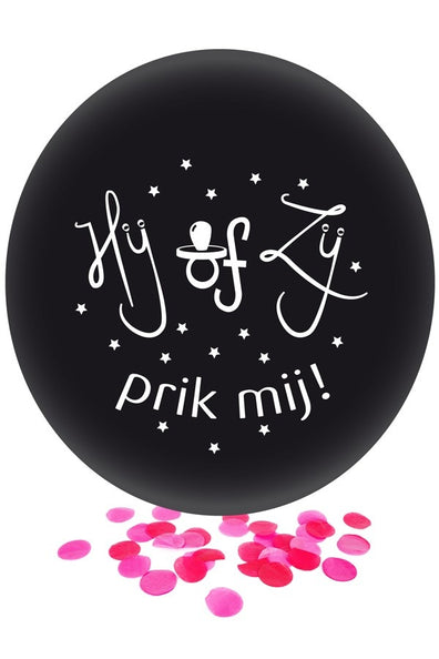 e-carnavalskleding-SYK Ballon HIJ OF ZIJ met roze confetti