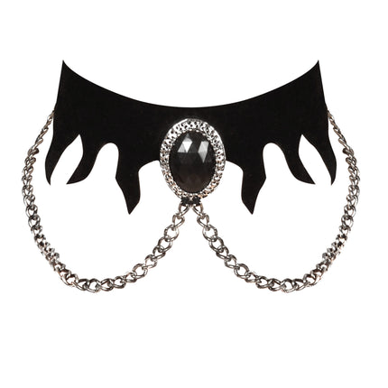 e-carnavalskleding-SYK Choker zwarte edelsteen gothic