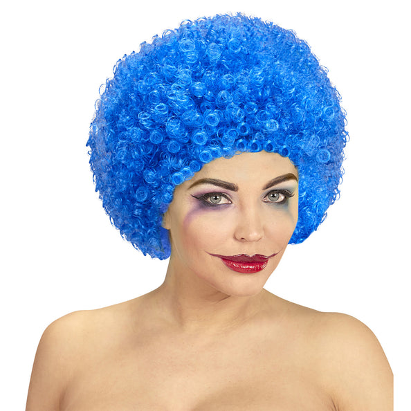 e-carnavalskleding-SYK Clownspruik krulletjes blauw