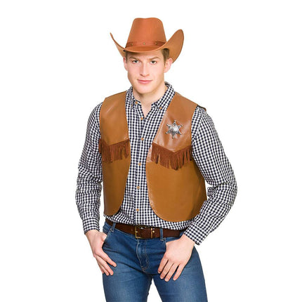 e-carnavalskleding-SYK Cowboy vest bruin