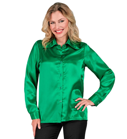 e-carnavalskleding-SYK Dames jaren 70 disco blouse groen