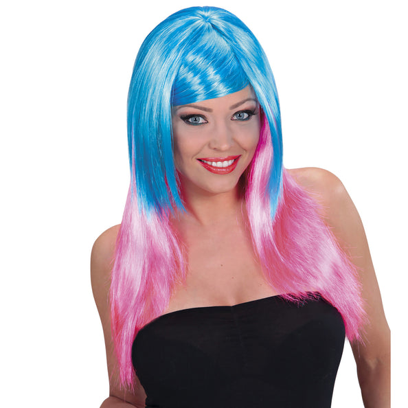 e-carnavalskleding-SYK Dip dye pruik blauw roze