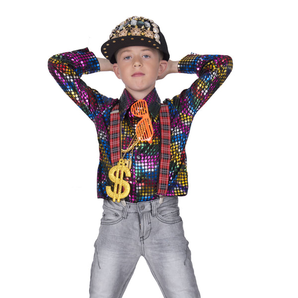 Disco glitter shirt Sem Regenboog kleuren voor kids