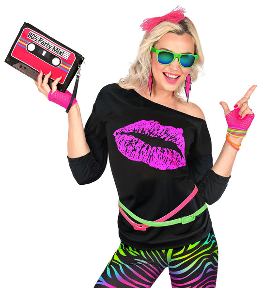 e-carnavalskleding-SYK Disco shirt dames lippenstift