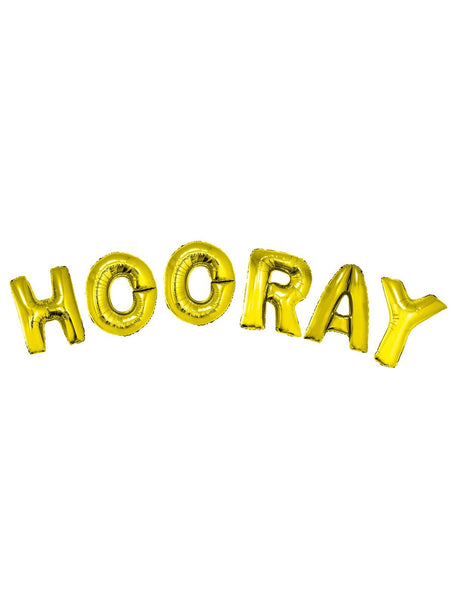 e-carnavalskleding-SYK Folie ballonnen set HOORAY met gouden letters