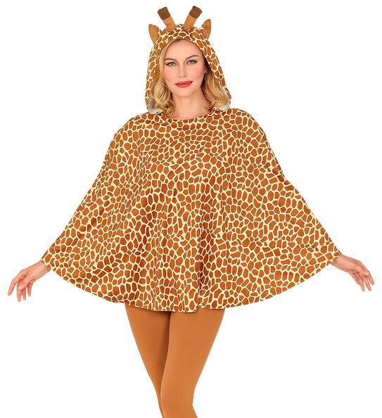 e-carnavalskleding-SYK Giraffen poncho met muts volwassenen