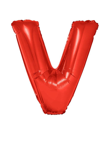 e-carnavalskleding-SYK Grote folie ballon letter V Rood