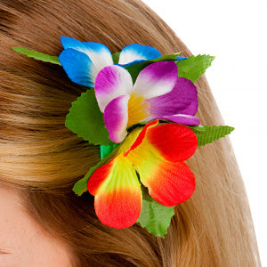 e-carnavalskleding-SYK Haarclip hawaii bloem multi