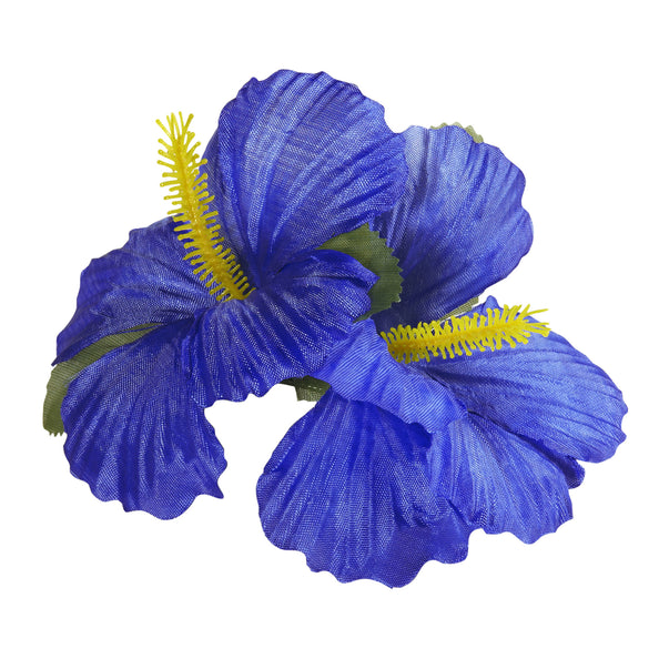 e-carnavalskleding-SYK Hawaii bloem haarclip donker blauw