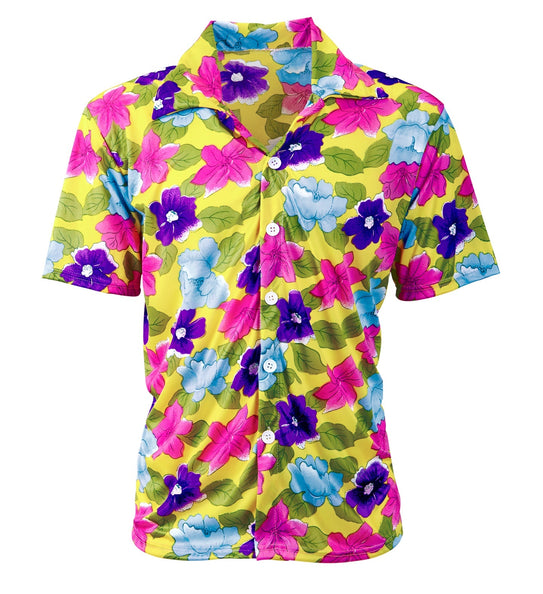 e-carnavalskleding-SYK Hawaii shirt bloemen geel