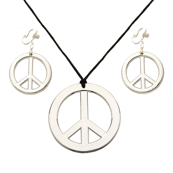 e-carnavalskleding-SYK Hippie ketting en oorbellen Peace