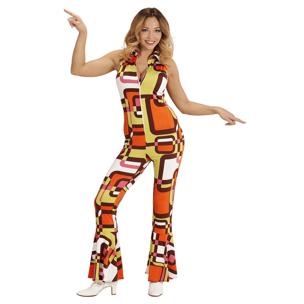 e-carnavalskleding-SYK Jaren 70 jumpsuit groovy vlakken