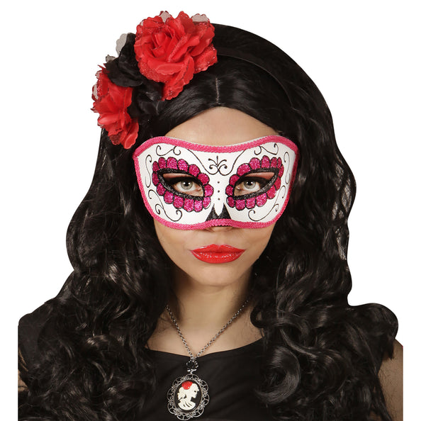 e-carnavalskleding-SYK Mexicaanse oogmaskers roze met zwart