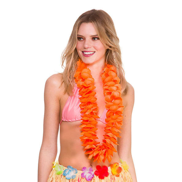 e-carnavalskleding-SYK Oranje Hawaii bloemenslinger satijn look