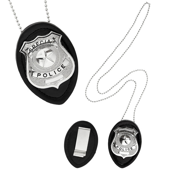 e-carnavalskleding-SYK Politie badge met clip en ketting