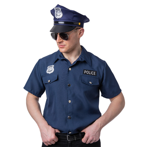 e-carnavalskleding-SYK Politie shirt George donkerblauw