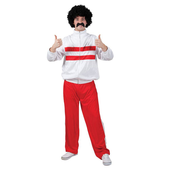 e-carnavalskleding-SYK Retro trainingspak 80's wit/rood