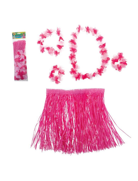 e-carnavalskleding-SYK Roze hawaii  rok met accessoires