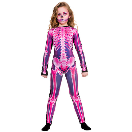 e-carnavalskleding-SYK Roze skeleton jumpsuit Britt