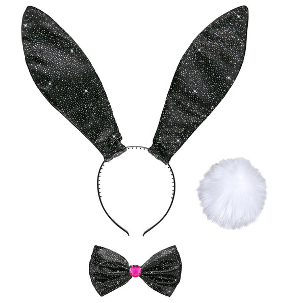 e-carnavalskleding-SYK Verkleedset bunny zwart glitters