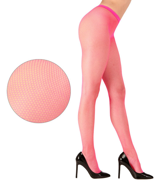 e-carnavalskleding-SYK Visnet panty neon roze