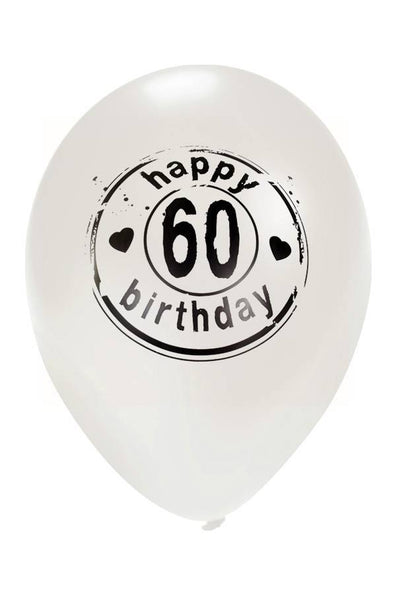 e-carnavalskleding-SYK Witte ballon HAPPY 60 BIRTHDAY Ø50 cm