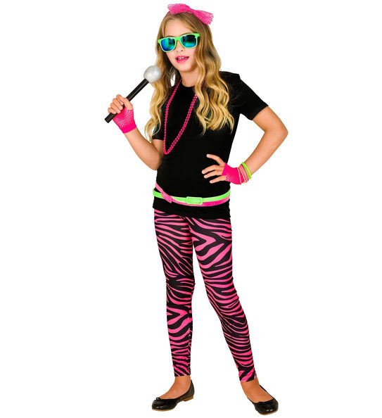 e-carnavalskleding-SYK Zebra legging disco neon roze kinderen