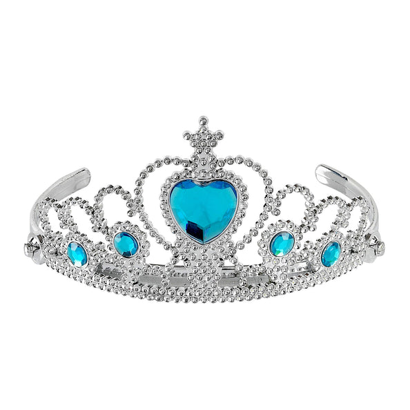 e-carnavalskleding-SYK Zilveren tiara met turquoise steentjes