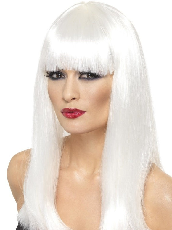 Witte pruik Glamourama lang haar