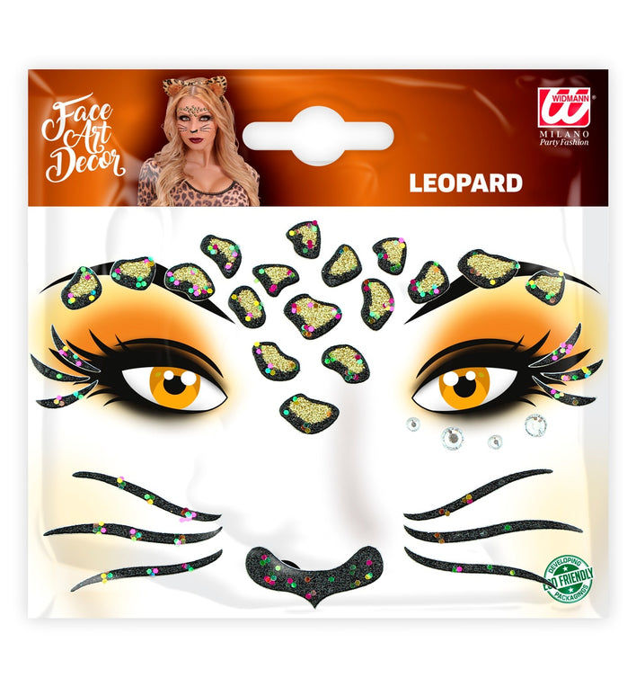 Gezicht sticker festival glitter luipaard
